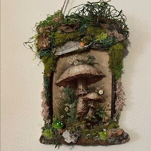 Enchanted Mushroom Wall Decor Green Accent handcrafted border moss Forest nature